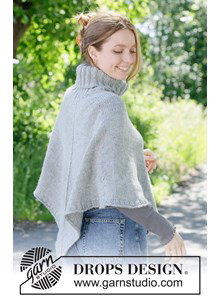 poncho Hazy Sky met hoge dubbele halsboord
