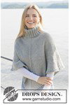 Breipatroon poncho Hazy Sky met hoge dubbele halsboord van andere kant
