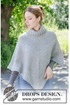 Breipatroon poncho Hazy Sky met hoge dubbele halsboord van andere kant