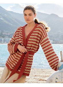 damesvest in golvend streeppatroon