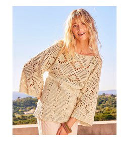 Damestrui Flavie met fantasiepatroon gemaakt van Phildar Phil Rustique