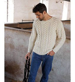 Herentrui met kabelpatroon gemaakt van Phildar Phil Irlandais