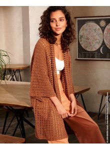 Lang Damesvest met driekwart mouwen