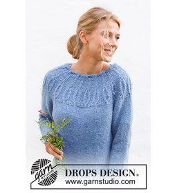 Damestrui Blue Peacock met patentsteek gemaakt van Drops Air