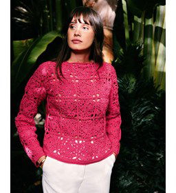 Geblokte damestrui gemaakt van Phildar Phil Perle 5