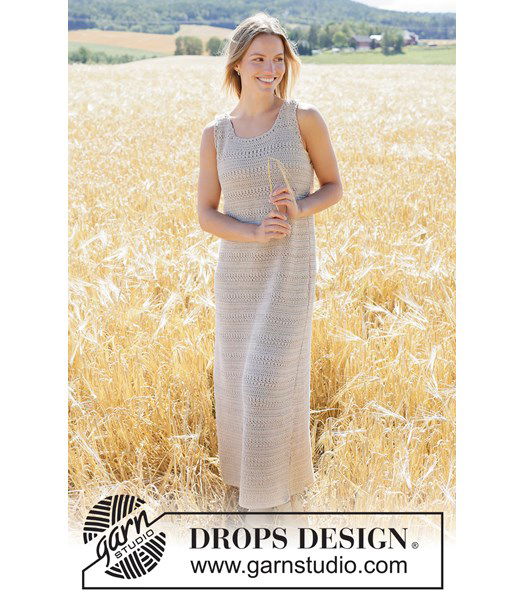 Haakpatroon Elegante gehaakte maxi-jurk met zijsplitten