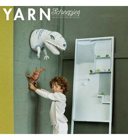 Wandhanger Timmy T Rex gemaakt van Scheepjes Stone Wash XL en XL Minerals