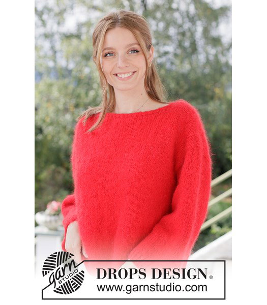 Breipatroon Gebreide oversized trui met boothals in DROPS Melody