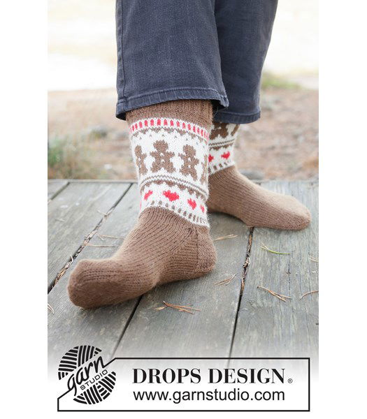 Breipatroon herensokken met peperkoekmannetjes