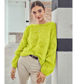 Damestrui met wijde of V-hals gemaakt van Phildar Phil Mohair Soie Lurex