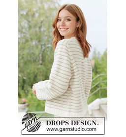 Caramel Stripes Sweater gestreepte damestrui van zachte merinowol gemaakt van Drops Daisy
