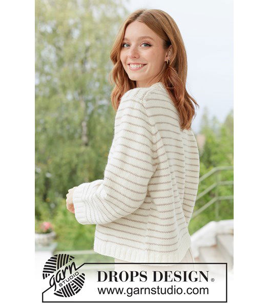 Breipatroon Caramel Stripes Sweater gestreepte damestrui van zachte merinowol