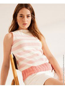 Breipatroon dames topje met rechte halslijn gemaakt van Lana Grossa Elastico