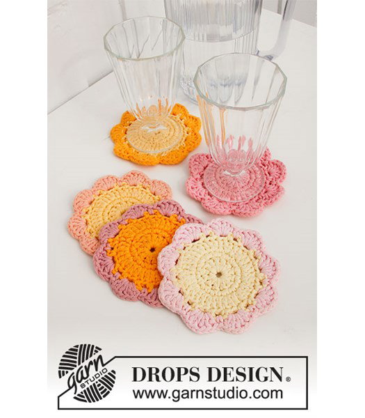 Haakpatroon bloemen onderzetters Blossom Coasters