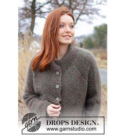 Damesvest in gerstekorrelsteek gemaakt van Drops Kid Silk