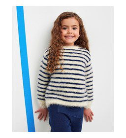 Gestreepte kindertrui gemaakt van Phildar Phil Partner 6