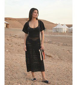 Lange jurk met korte mouwen