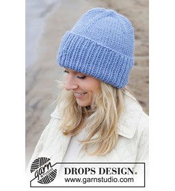 Muts met dikke rand gemaakt van Drops Snow - Eskimo