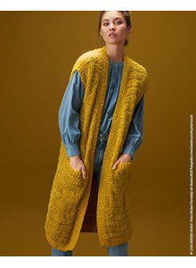 Lang mouwloos damesvest met zakken