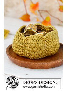 Haakpatroon mandje pumpkin bowl gemaakt van Drops Merino extra fine