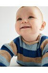 Breipatroon Gestreepte babytrui Bonny blauw van andere kant
