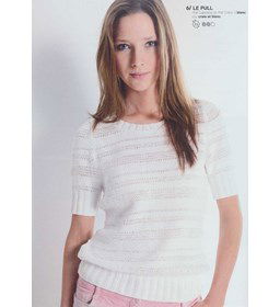 Damesshirt met gestreept fantasiepatroon gemaakt van Phildar Phil Cabotine