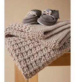 Deken in ribbel- en boordsteek gemaakt van Phildar Phil merinos 6