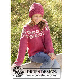 Trui voor meisjes gemaakt van Drops Merino extra fine
