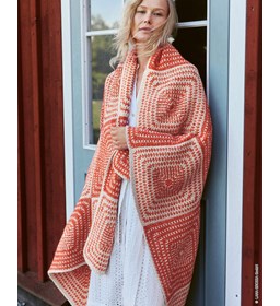 tweekleurig geblokte deken gemaakt van Lana Grossa Natural Alpaca Pelo
