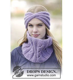 Hoofdband en halswarmer gemaakt van Drops Snow - Eskimo