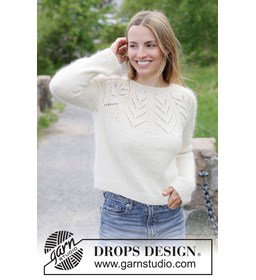 damestrui White Lotus Sweater met kantpatroon gemaakt van Breinaalden zonder knop