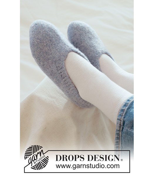 Breipatroon Warme gebreide en gevilte sloffen van pure wol