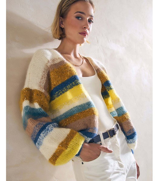 Breipatroon damesvest Carlotta met streeppatroon