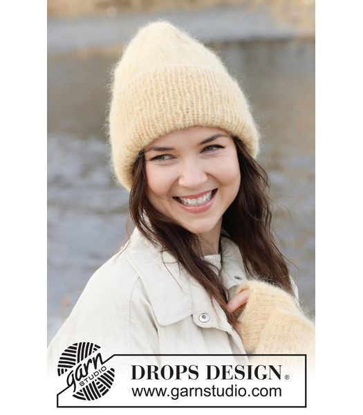 Breipatroon zachte muts met brede omslag in alpacawol