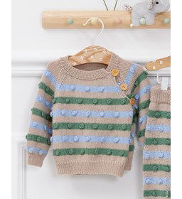 Baby wikkelvest met nopjes gemaakt van Lana Grossa Cool Wool Baby