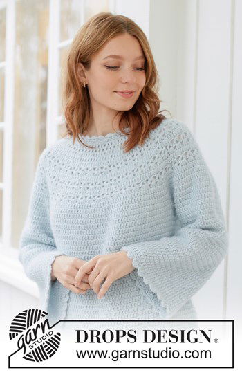 Luchtige gehaakte trui met kanten pas en picot details