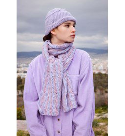 Sjaal met golfpatroon Windblown gemaakt van Lang Yarns Wooladdicts Memory