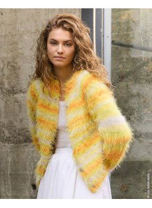 Breipatroon harig meerkleurig damesvest gemaakt van Lana Grossa Basta, Basta Mista