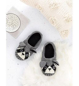 Wasbeer pantoffels gemaakt van Vilt Hobby