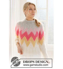 Damestrui Pink Lemonade Sweater gemaakt van Drops Melody