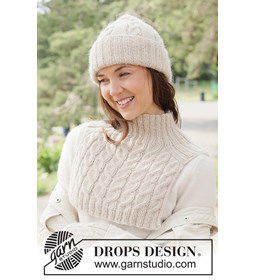 Gebreide muts en schouderwarmer in zachte DROPS Air gemaakt van Handwerk accesoires