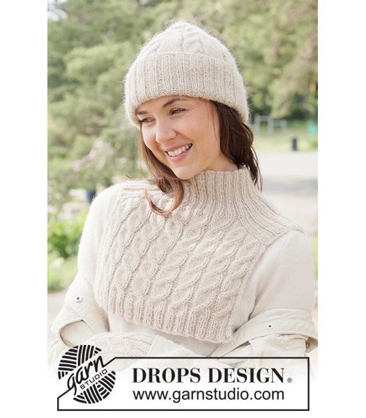 Breipatroon Gebreide muts en schouderwarmer in zachte DROPS Air