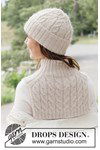 Breipatroon Gebreide muts en schouderwarmer in zachte DROPS Air van andere kant