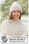 Breipatroon Gebreide muts en schouderwarmer in zachte DROPS Air van andere kant