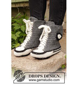 pantoffels gemaakt van Drops Snow - Eskimo