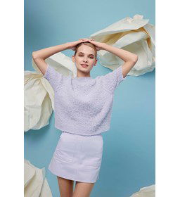 Korte damestrui Trudy met raglanmouwen gemaakt van Lang Yarns Piuma