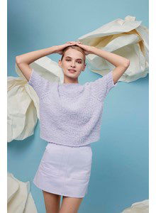 Breipatroon korte damestrui trudy met raglanmouwen gemaakt van Lang Yarns Piuma