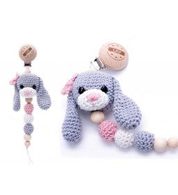 Speenkoord konijn gemaakt van Kumihimo satijnkoord 