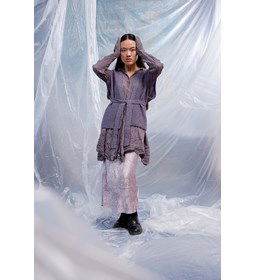 Mouwloos vest met ceintuur