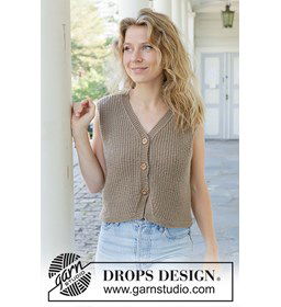 Coffee Ridge Vest gemaakt van Drops Merino extra fine